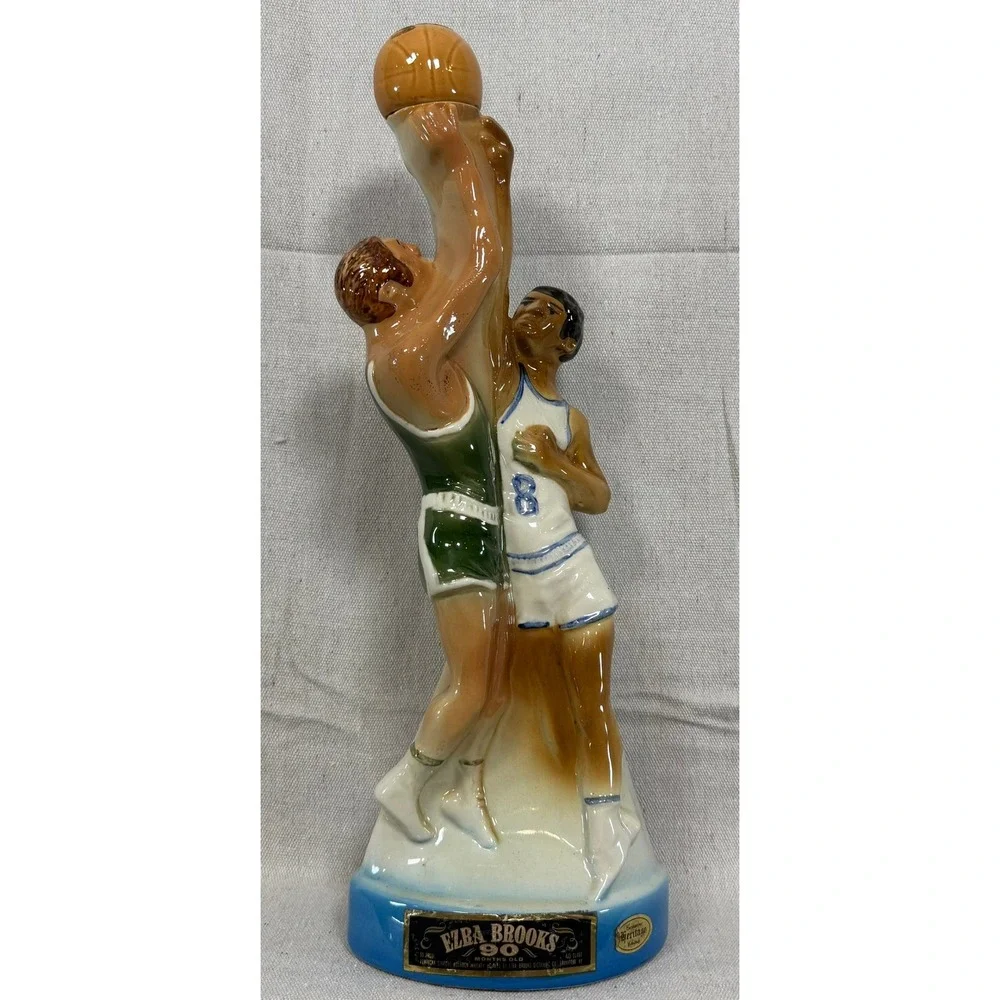 Vintage 1974 Ezra Brooks Basketball Decanter Heritage China Empty 16in TH-2